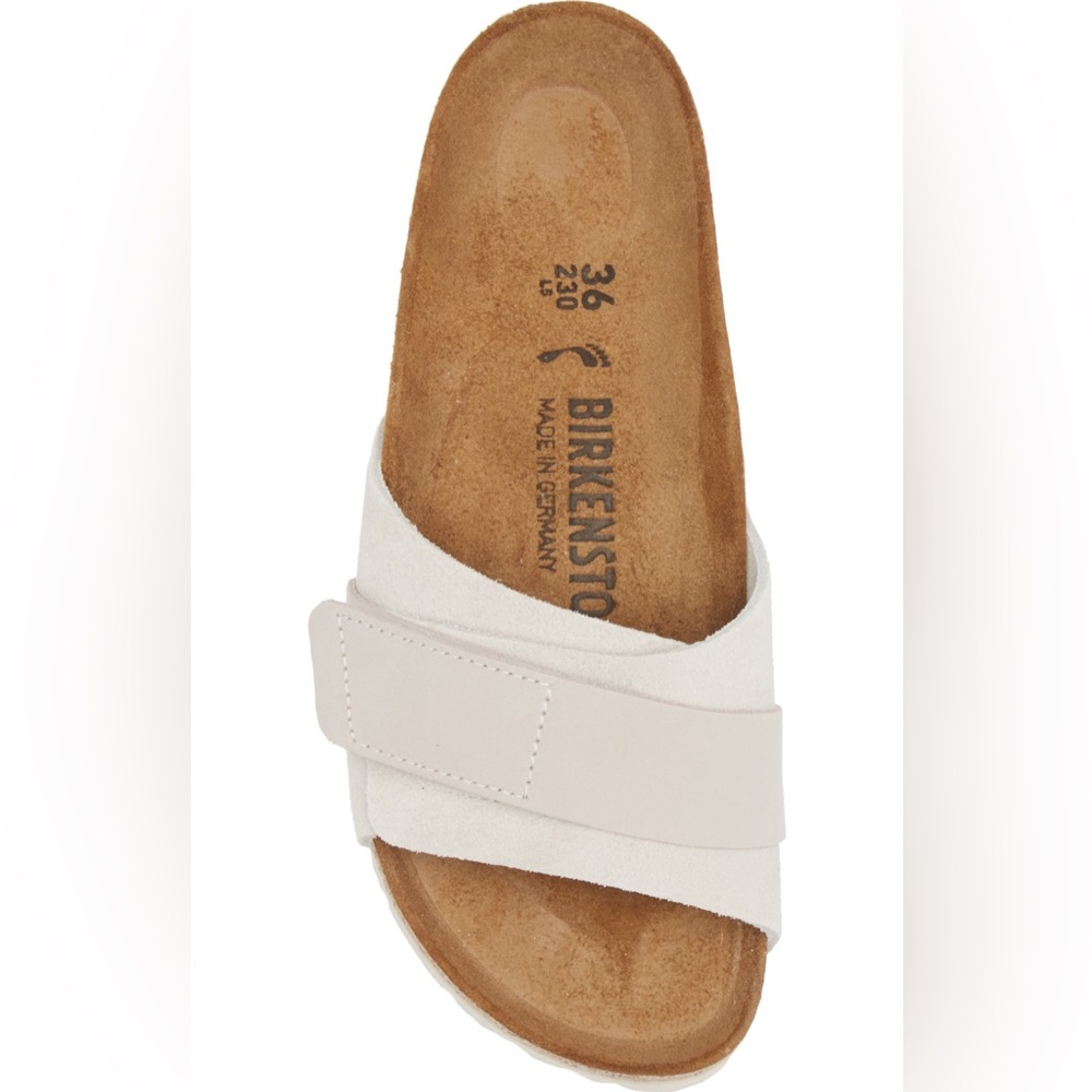 New Birkenstock Oita Slides Sandals Suede Leather Antique White - Picture 3 of 9